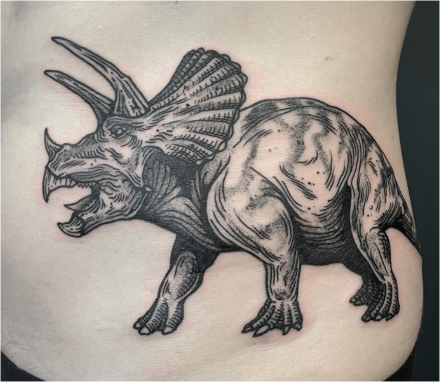 Illustrative Triceratops Tattoo