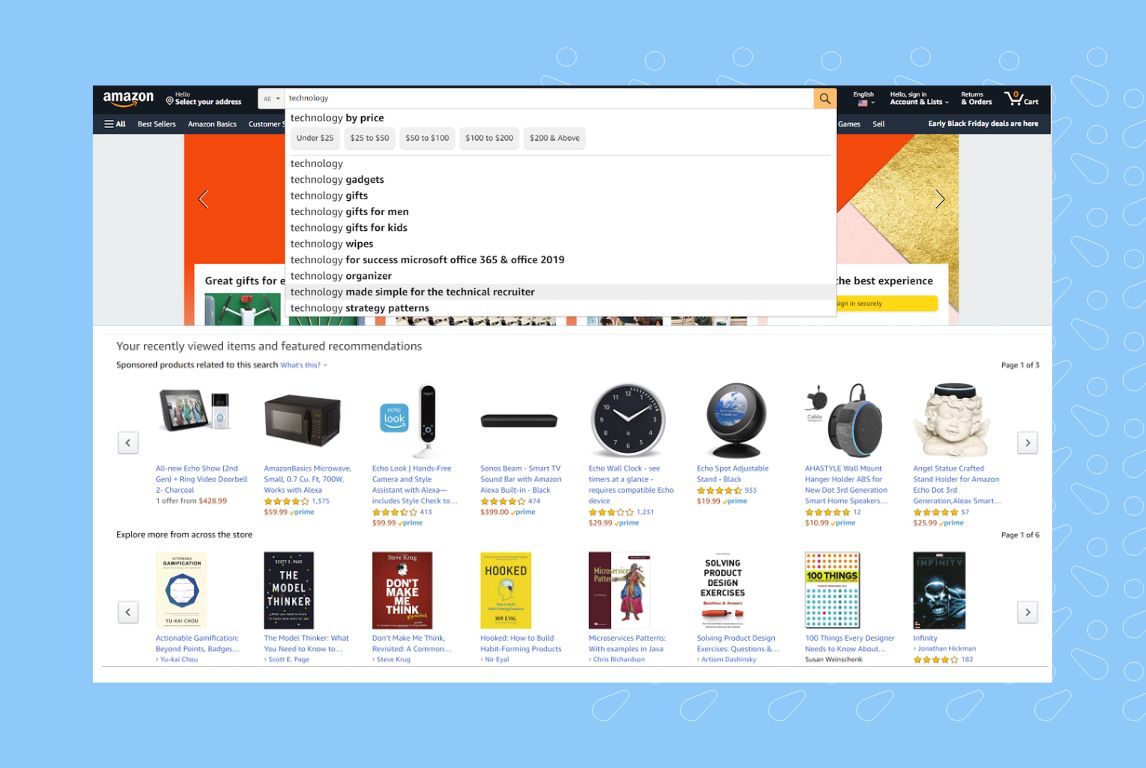 Image shows how Amazon leverage AI to show product recommendations to customers