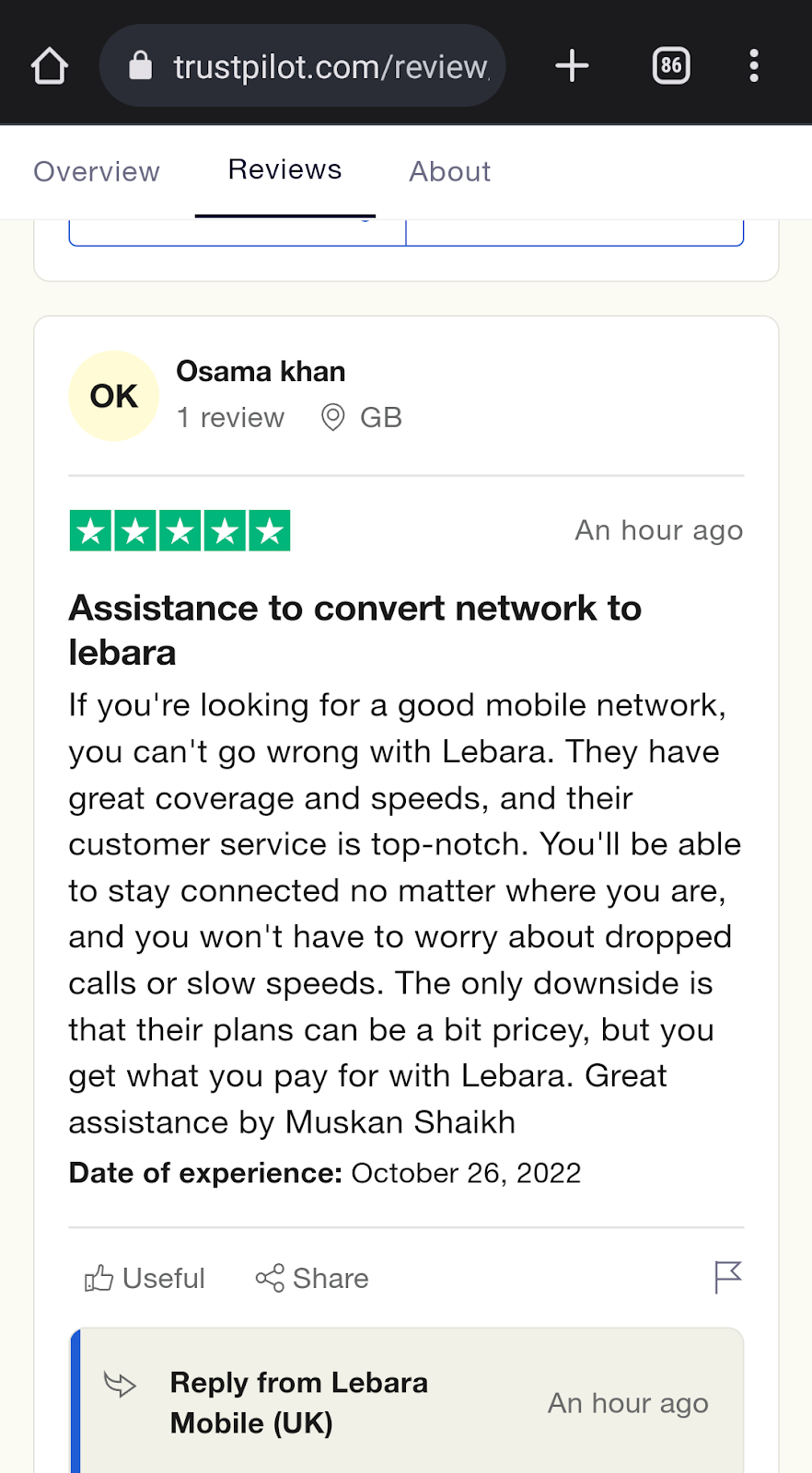 Lebara mobile Phone Service Reviews On Trustpilot