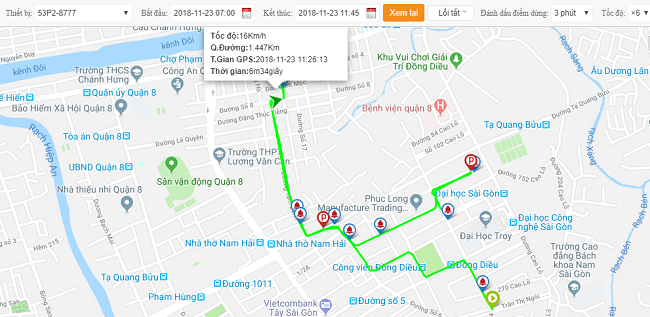 Định vị gv có thể xem lại hành trình xe đã đi trong 90 ngày