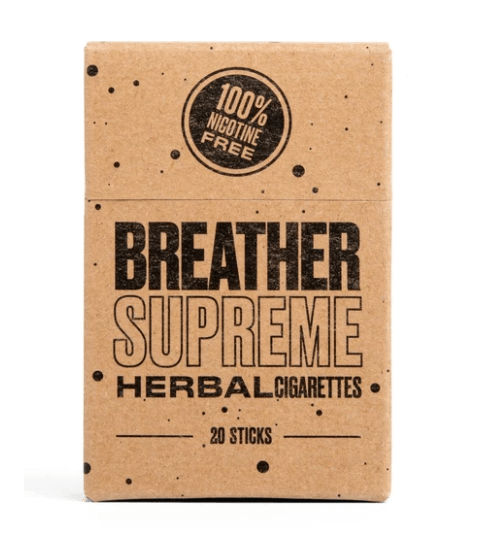 A pack of Breather herbal cigarettes