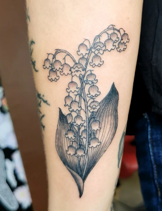 Shades Of Black Lily Of The Valley Tattoo
