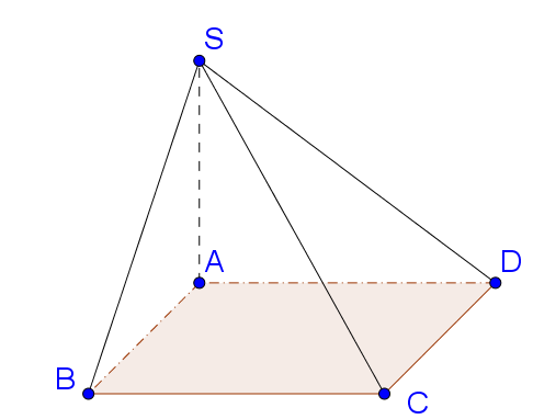 Cho hình chóp (S.ABCD) có đáy là hình vuông cạnh (a). Cạnh bên (SA) vuông góc với mặt phẳng đáy, cạnh bên (SC) tạo với mặt phẳng (left( {SAB} right)) một góc (30^circ ). Thể tích của khối chóp đó bằng</p> 1