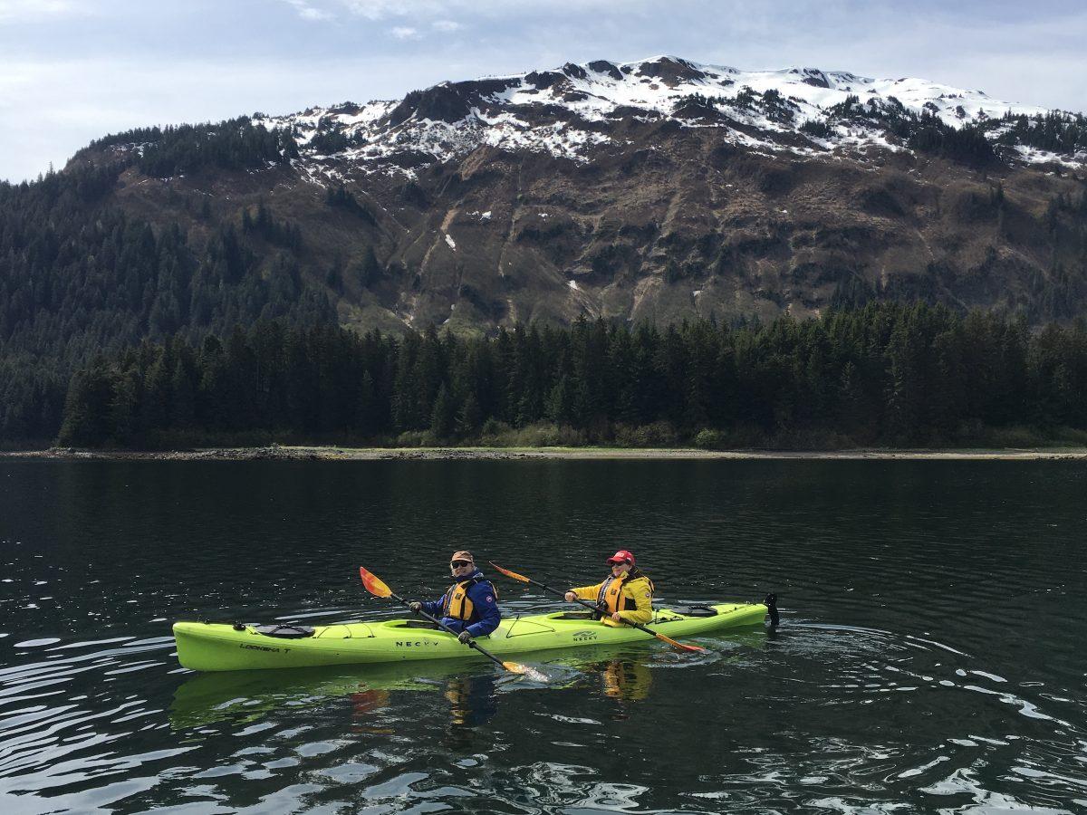 Judi and Lawrence free-kayaking in Neka Bay