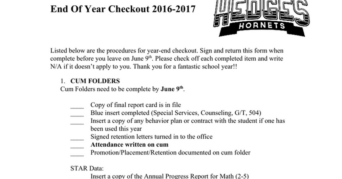 Copy of Year-End Checkout 16-17