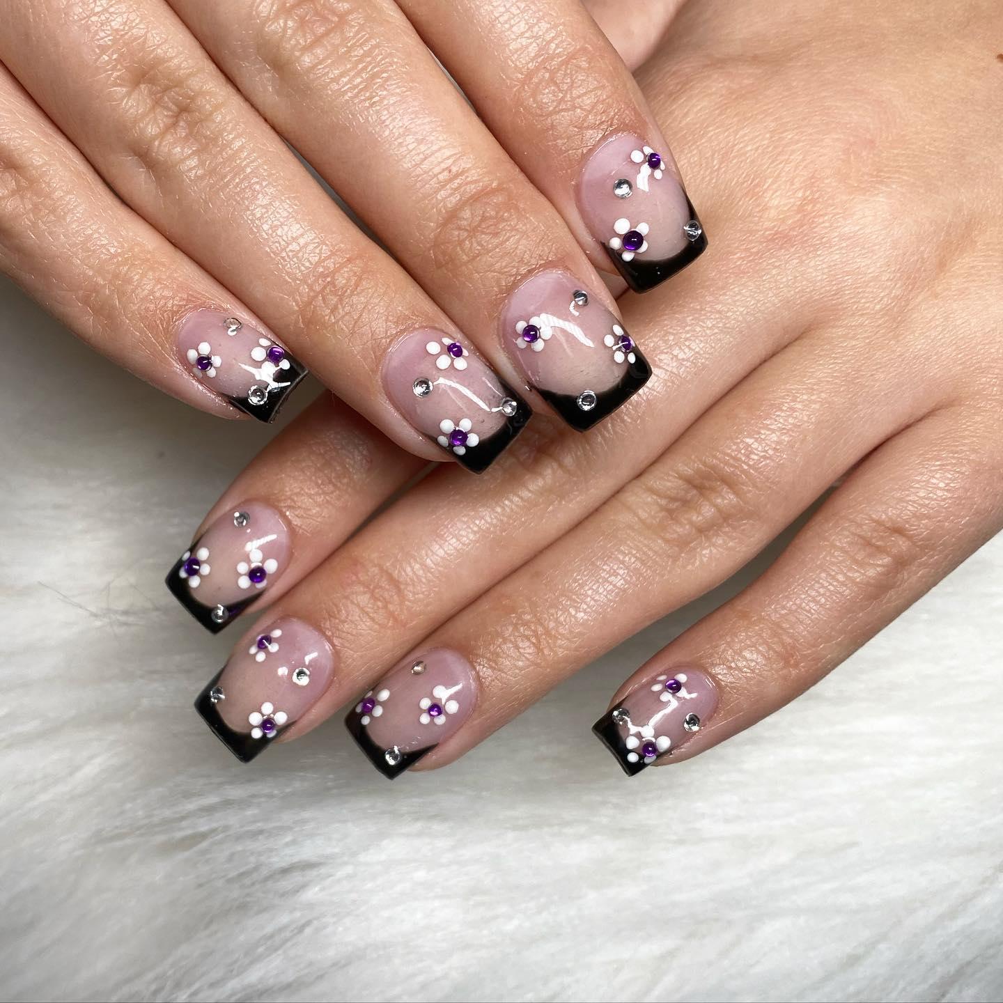 Flower Design Ombre Nails