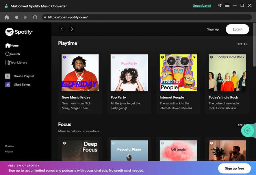 The Embedded Spotify Web Player in MuConvert Spotify Music Converter