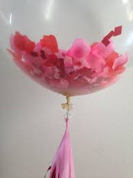 Rose petals in a balloon