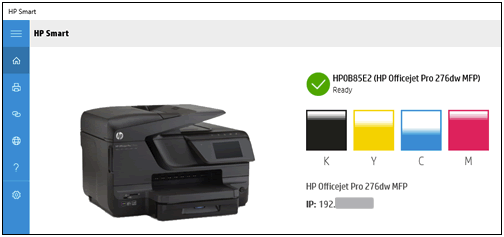 HP Smart App printer cartridge supply level screen