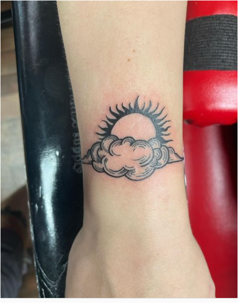Cloud With Sun Tattoo