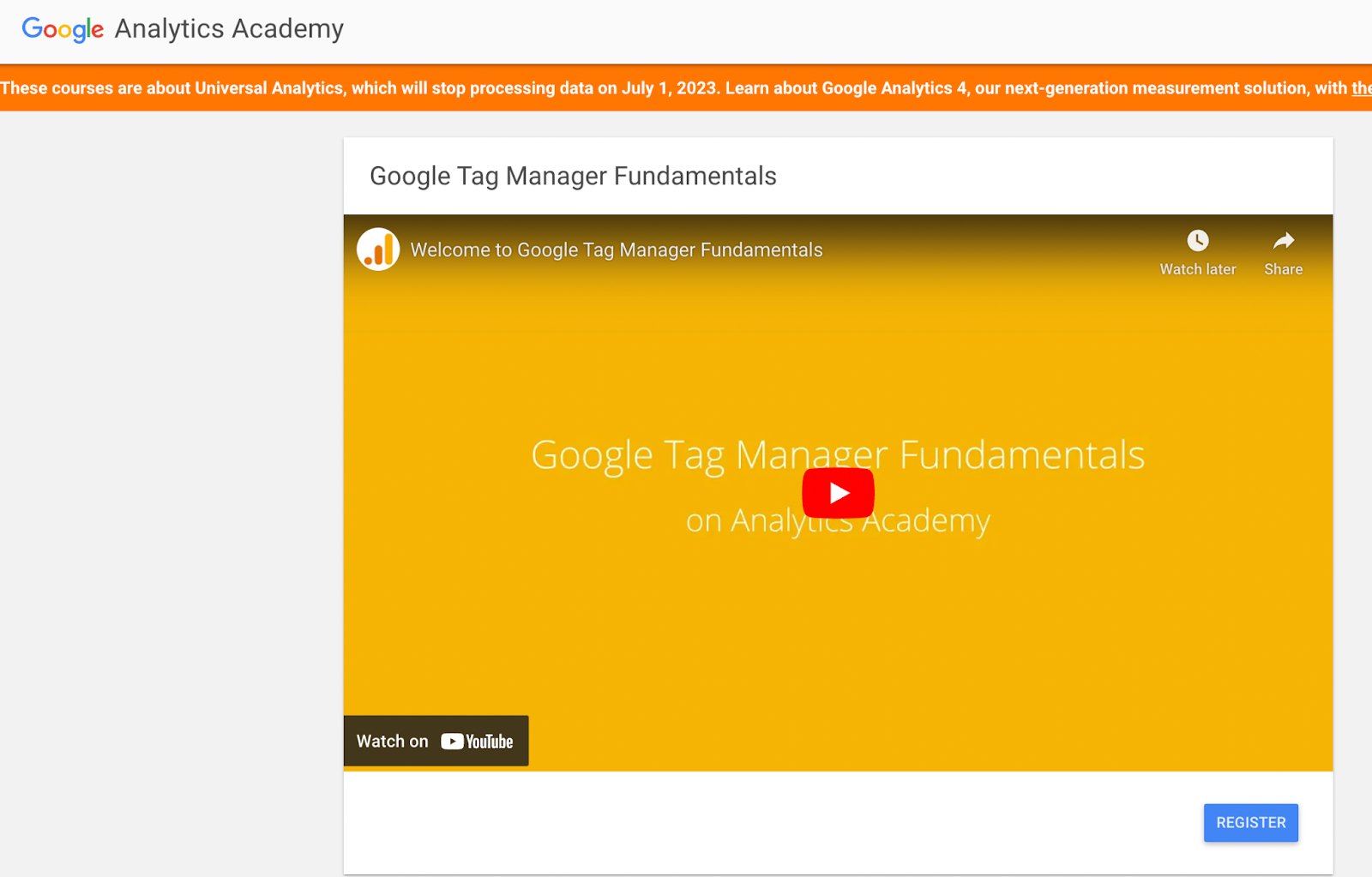 Screenshot of Google Tag Manager Fundamentals - Google