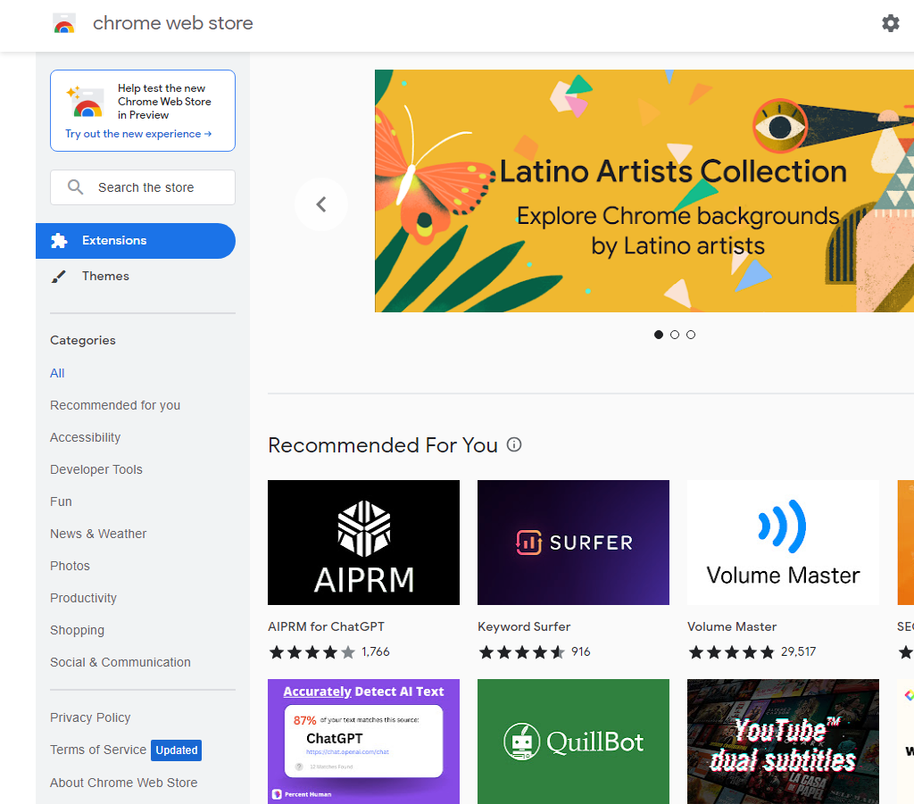 chrome webstore