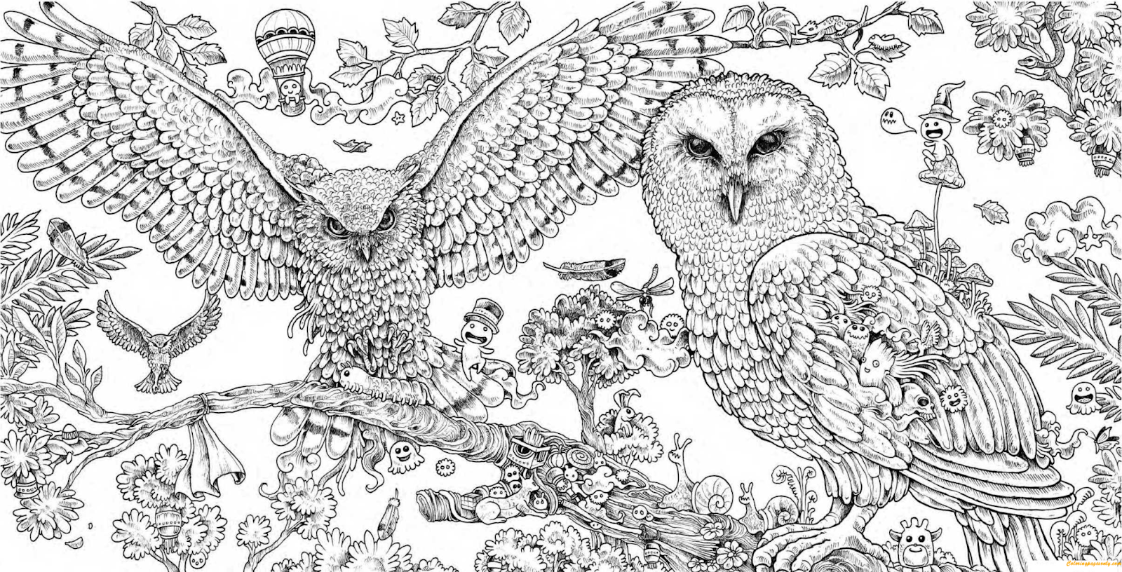 Animorphia Owls Hard Coloring Pages