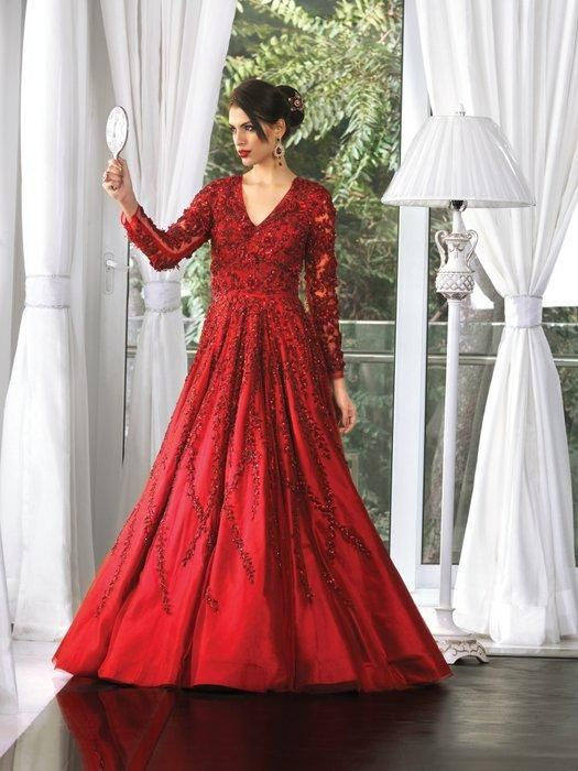 Red Indo western Party Gown 