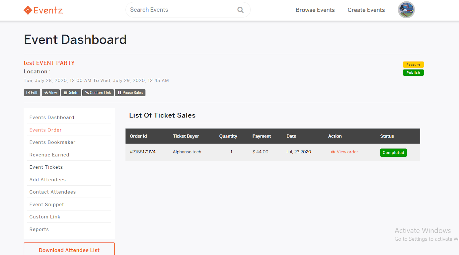 Event Order