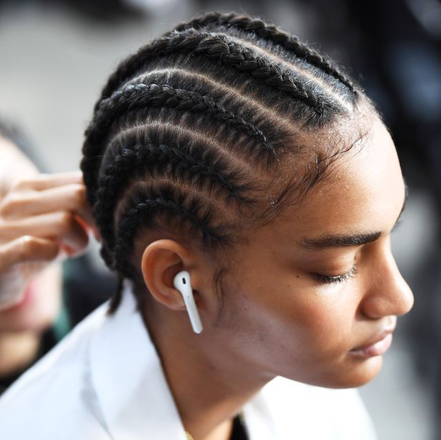 Black model wearing cornrows.