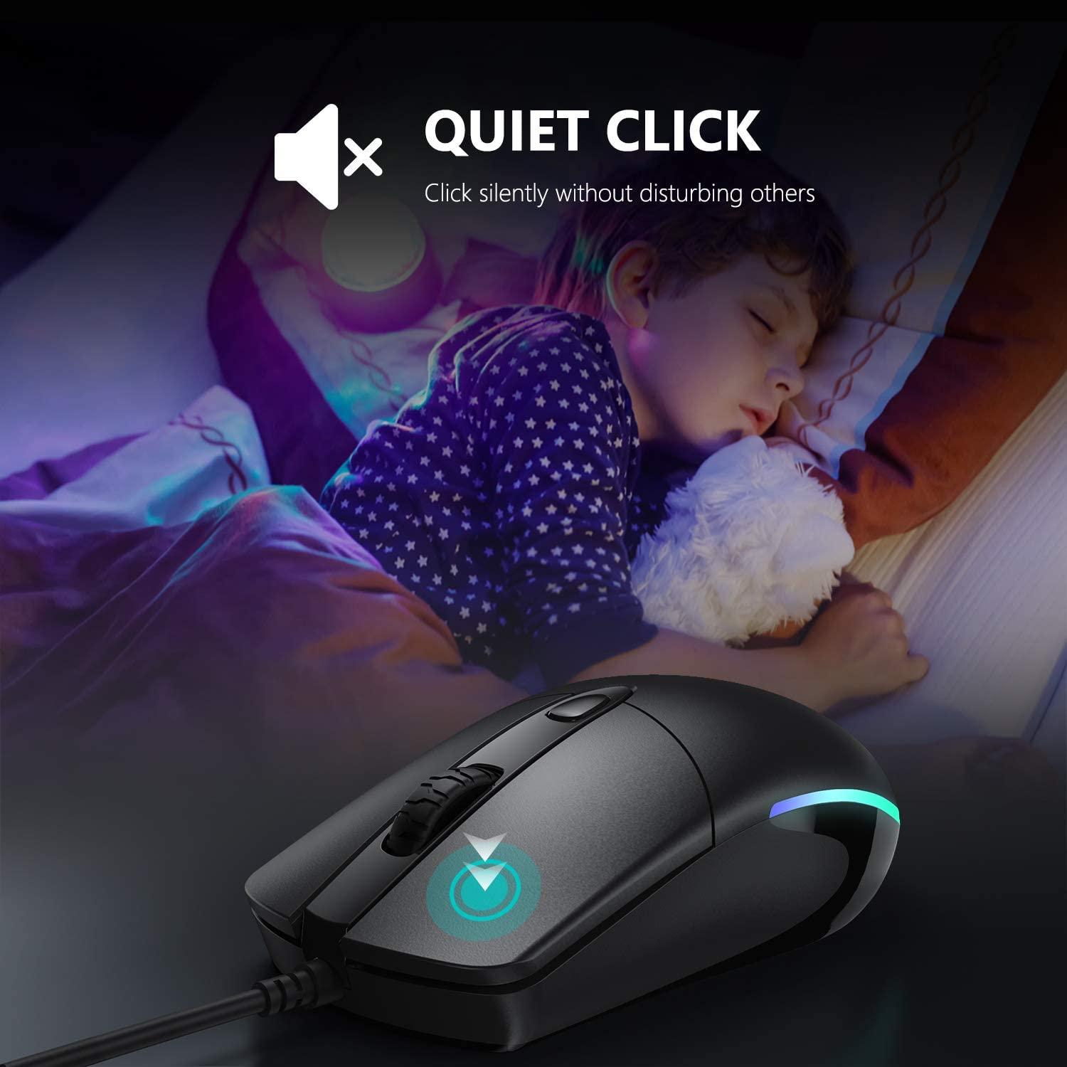 Silent Gaming Mouse near from sleeping children