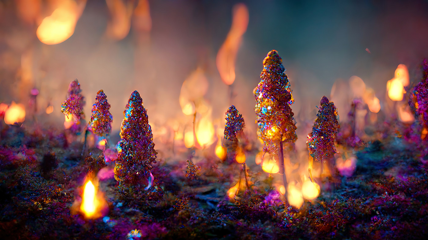 Digital Art  fantasy firelight forest Landscape light Magic   mushroom Nature whimsical