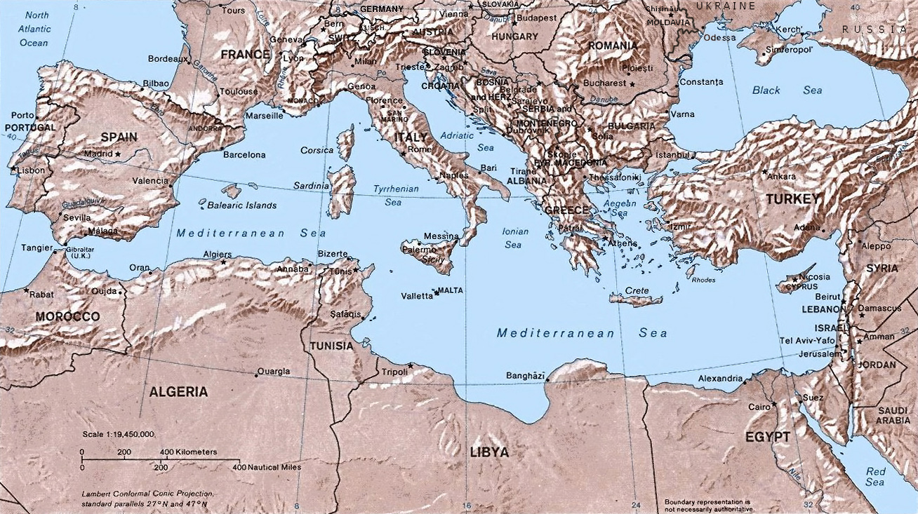 Mediterranean basin map