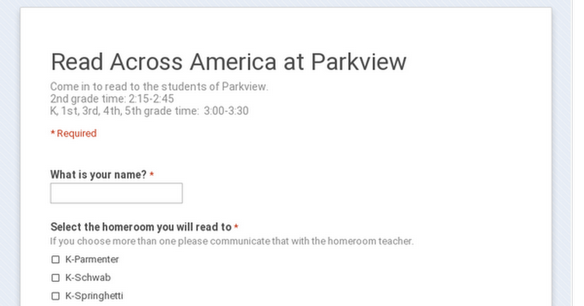 Read Across America at Parkview