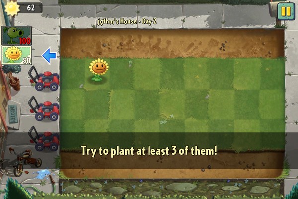 Руководство к игре «Plants vs. Zombies 2» задействует комбинацию задач и текстовых подсказок, чтобы научить пользователей основам игры. Опытные игроки легко могут пропустить этот этап