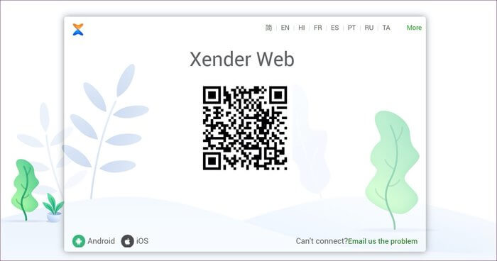 xender web QR code scanning