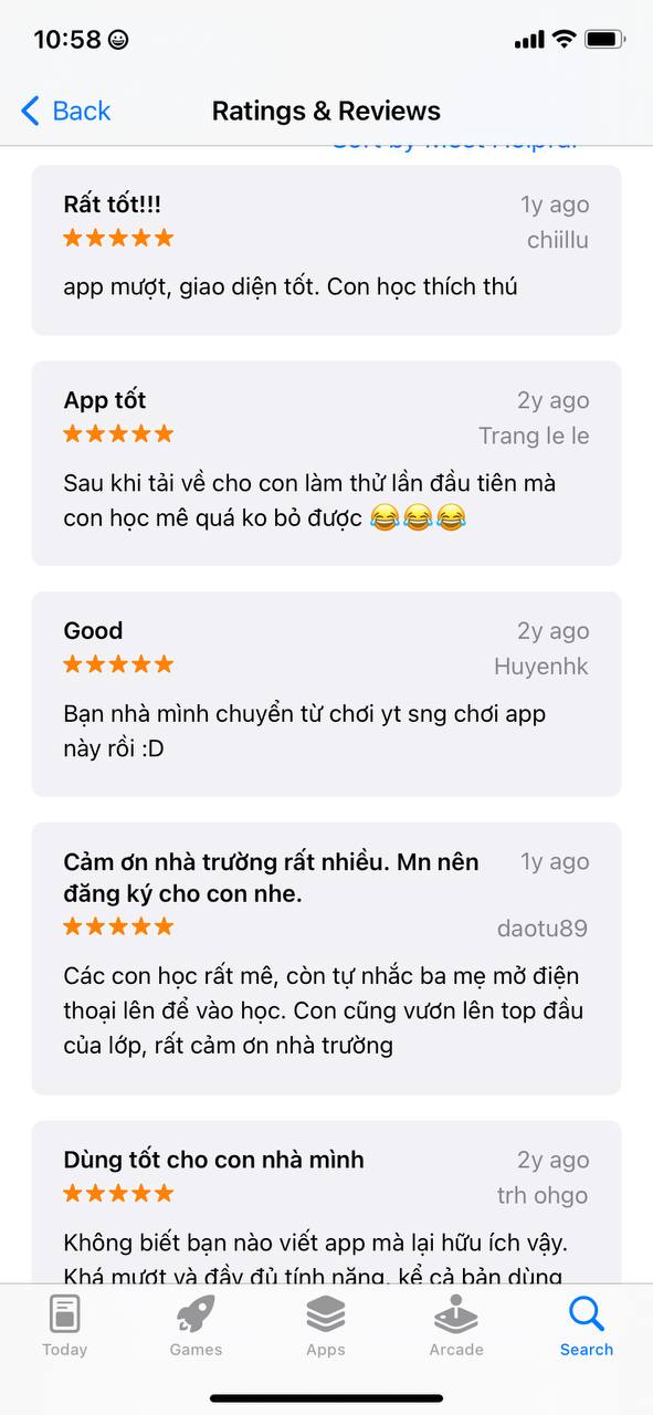 review của phụ huynh học sinh về app VUIHOC