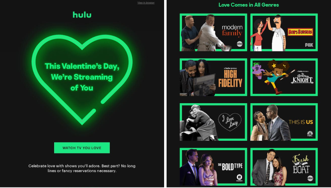 Hulu's Valentine's Day campaign