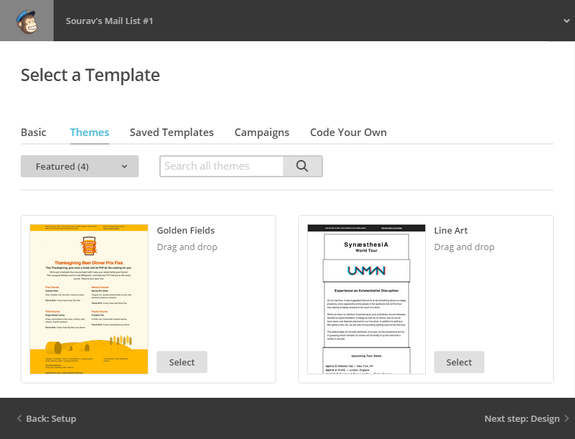 Temas de modelo do MailChimp