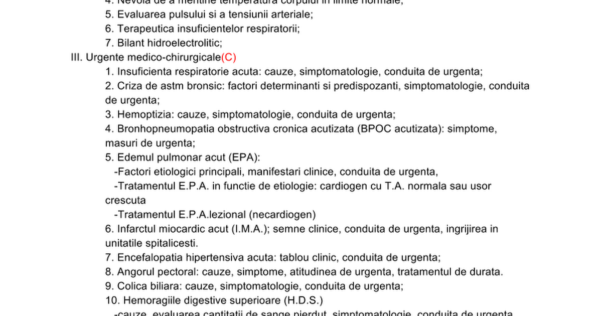 Teste Asistent Medical Generalist Tematica examen grad principal – 2013 ASISTENT MEDICAL GENERALIST