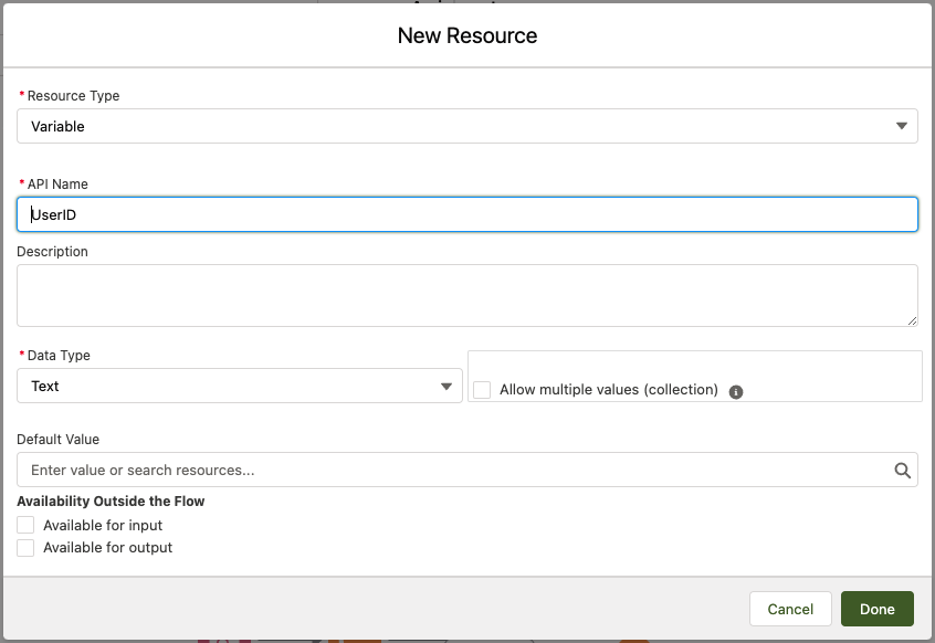 New Resource variable screenshot