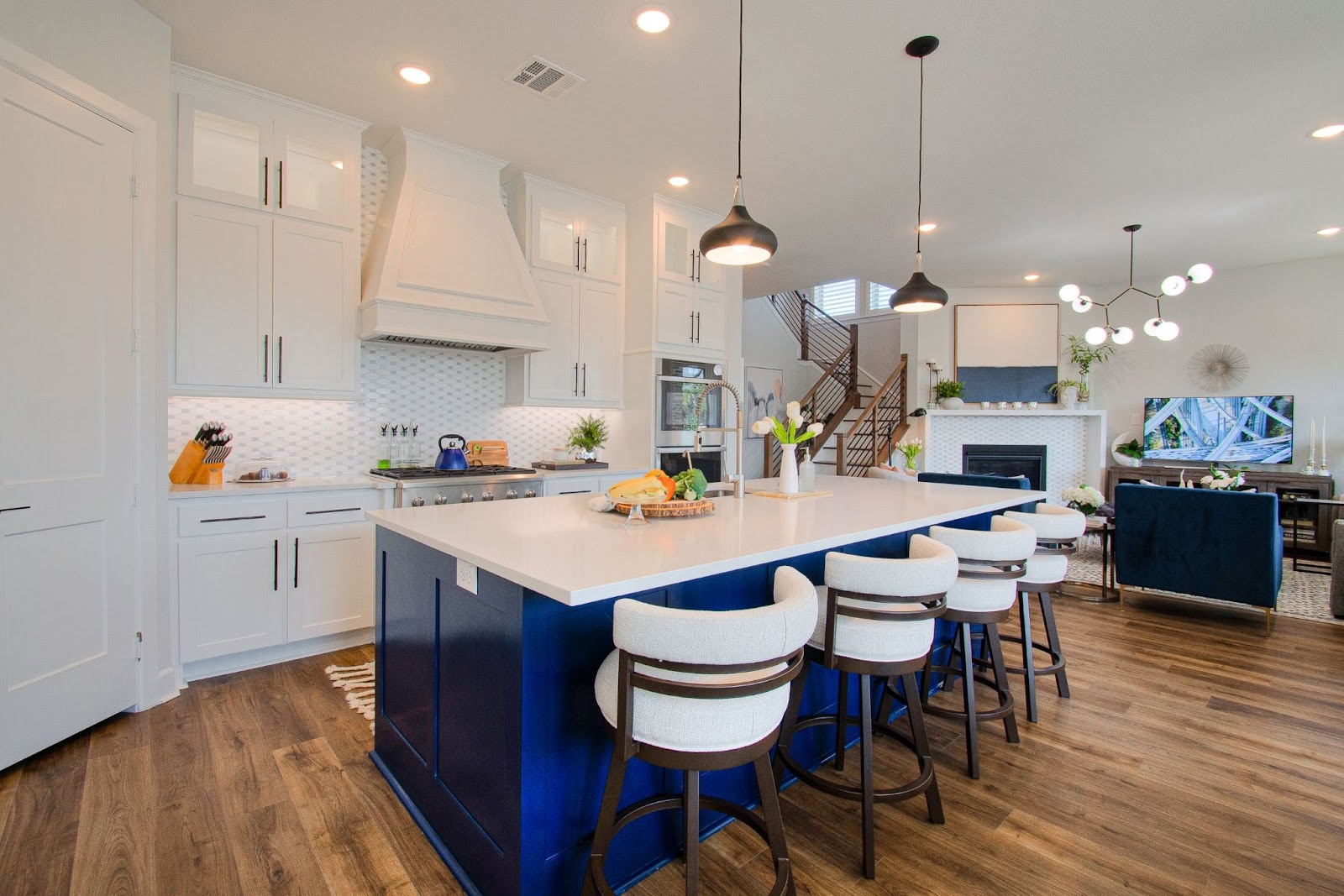 Designs by Keti Kitchen Design White Cabinets Blue Island