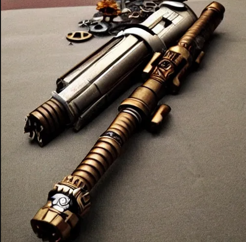 Different designs of steampunk saber