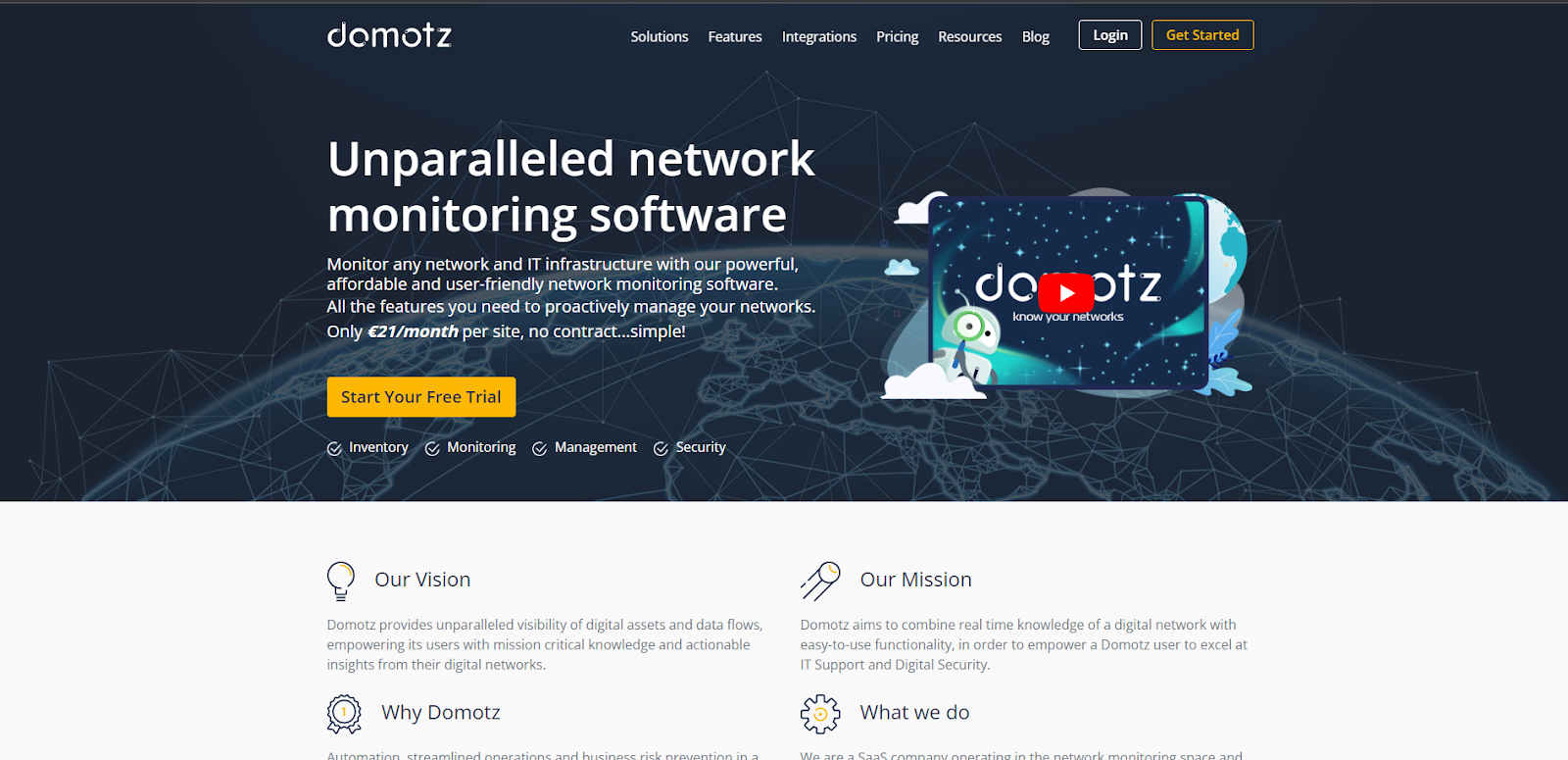 Domotz Pro landing page 