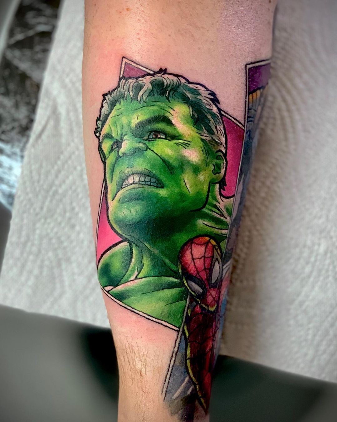 Hulk And Spider Man Tattoo
