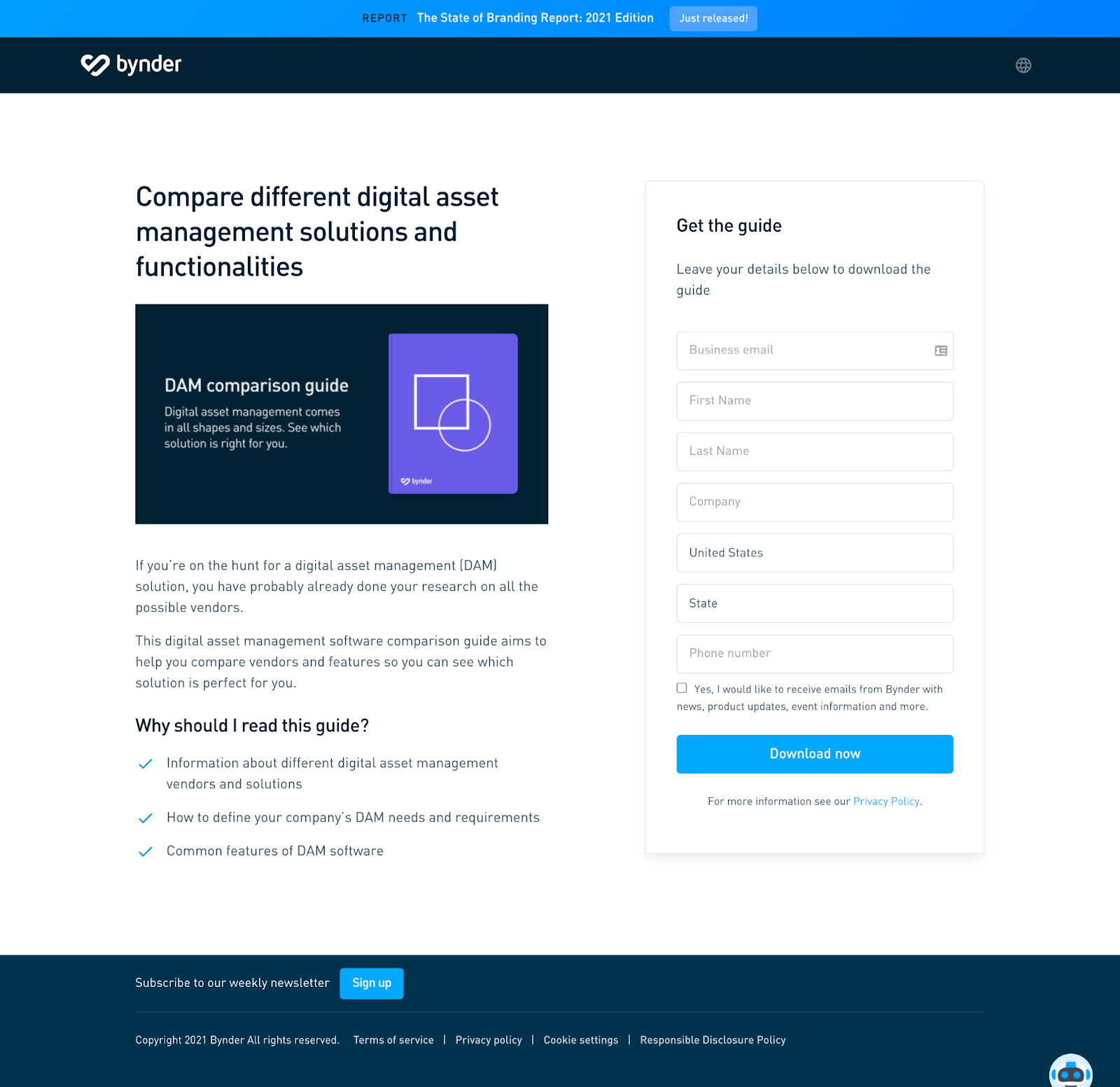 Bynder landing page