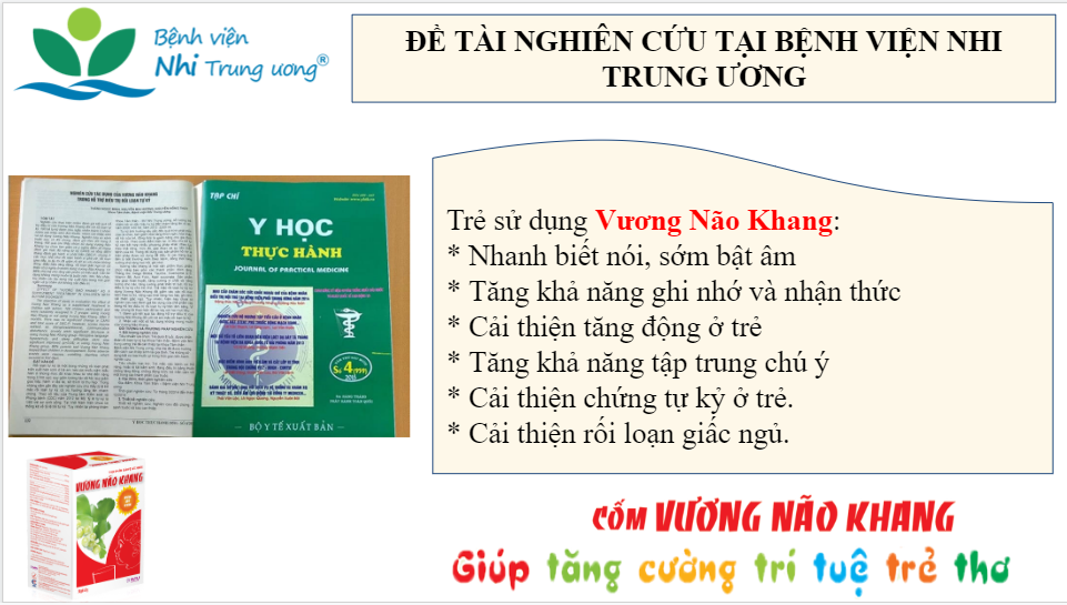 Tạp chí Y học thực hành số 4/2015 của Bộ Y tế - Công bố kết quả nghiên cứu lâm sàng của Vương Não Khang tại bệnh viện Nhi Trung Ương