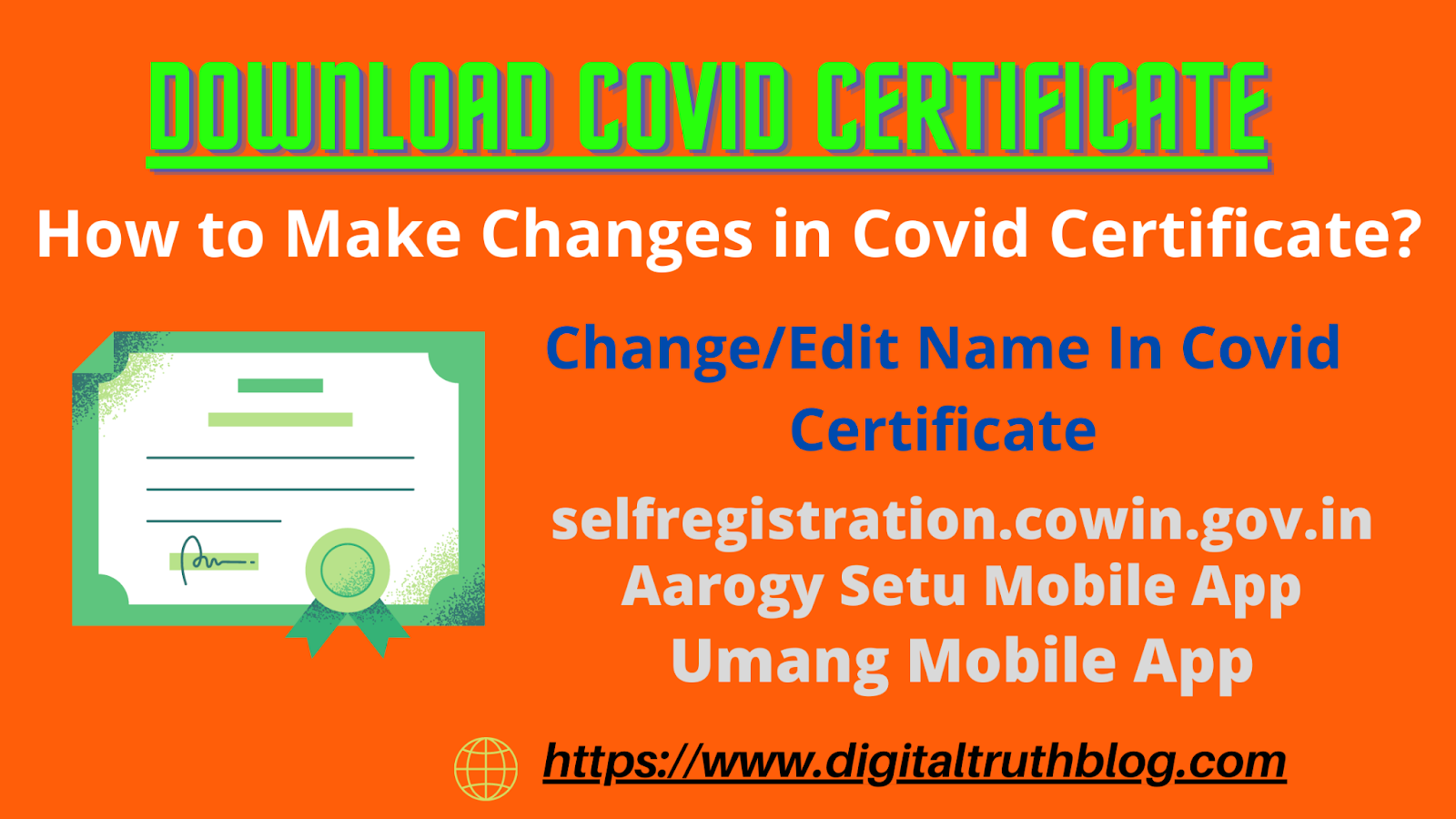 learn how to download covid certificate from Arogya setu app and umang app and make changes in covid certificate