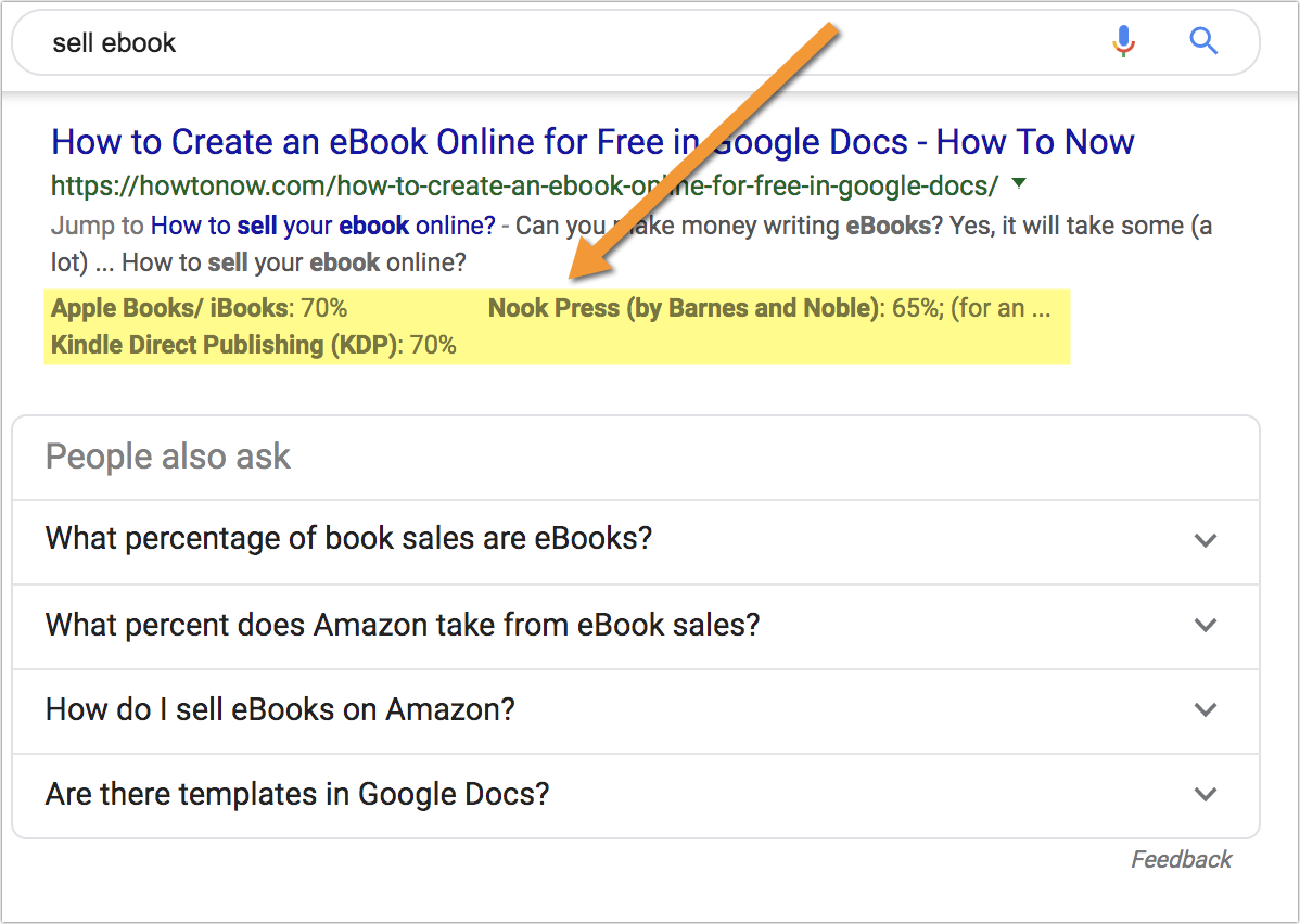 Google uses information from summary tables to generate advanced search snippets, and even highlights key and relevant sections of the chart in bold. 