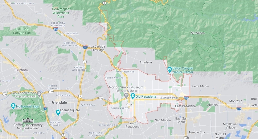 Map of Pasadena, CA