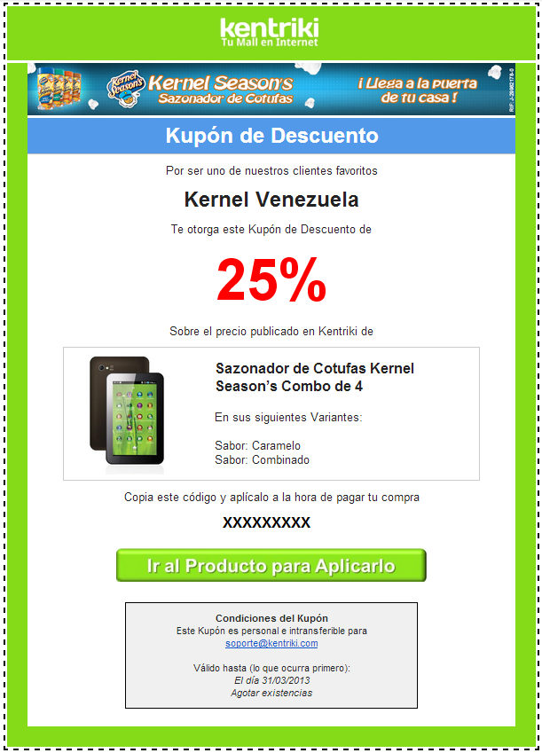 Kupón de Descuento Kentriki