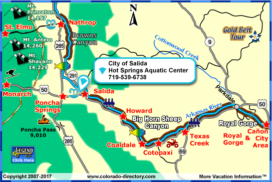 Location of Salida Hot Springs