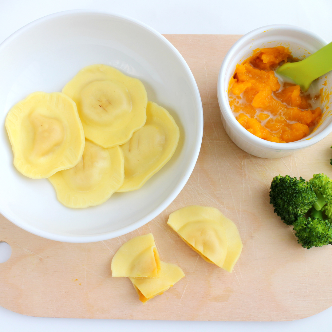 Bowls of vegetables for baby-led weaning and purees