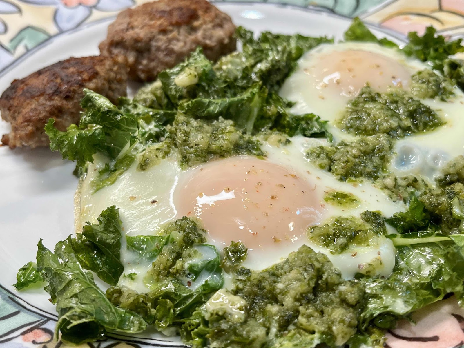 Creamed Kale and Eggs with Pesto