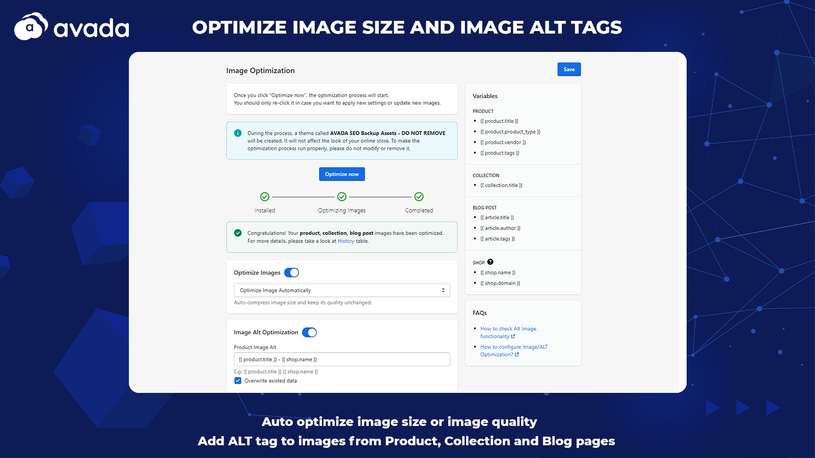 Optimize image, alt, image compression