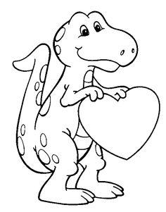 Dinasour valentine coloring page for kids