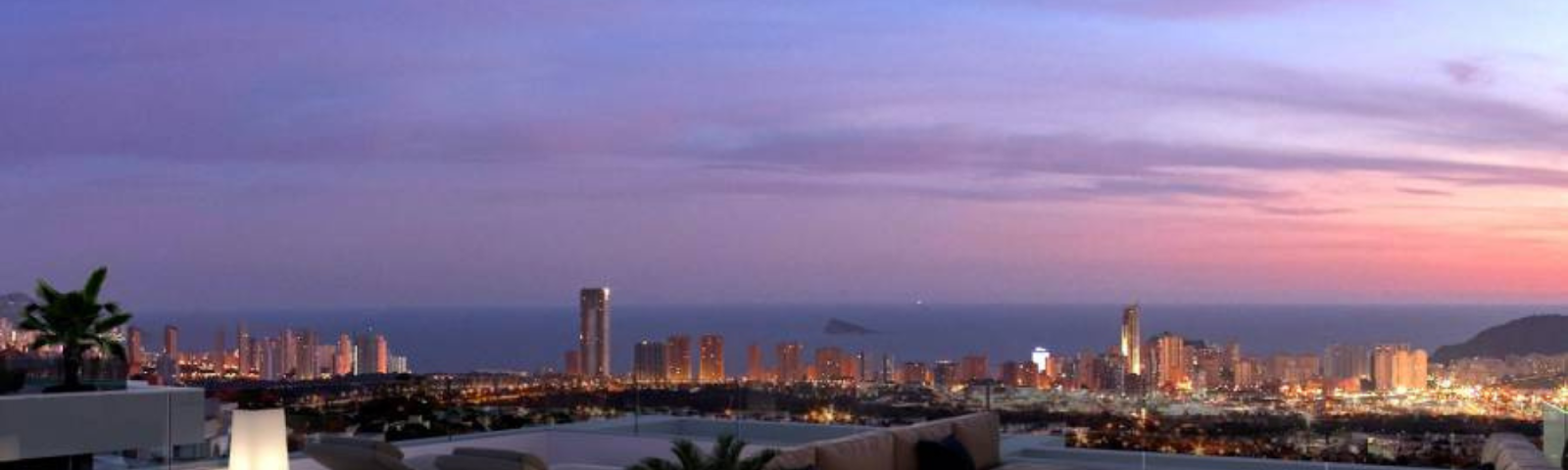 Views onto Benidorm skyline with ocean in the background