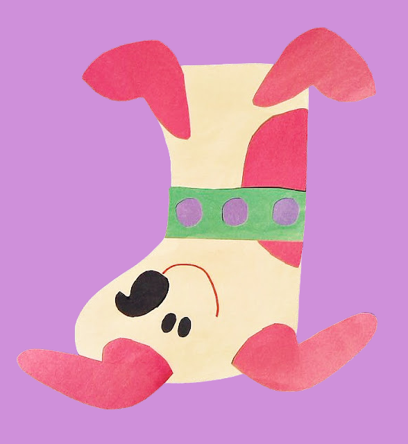 Construction Paper Stocking Craft puppy