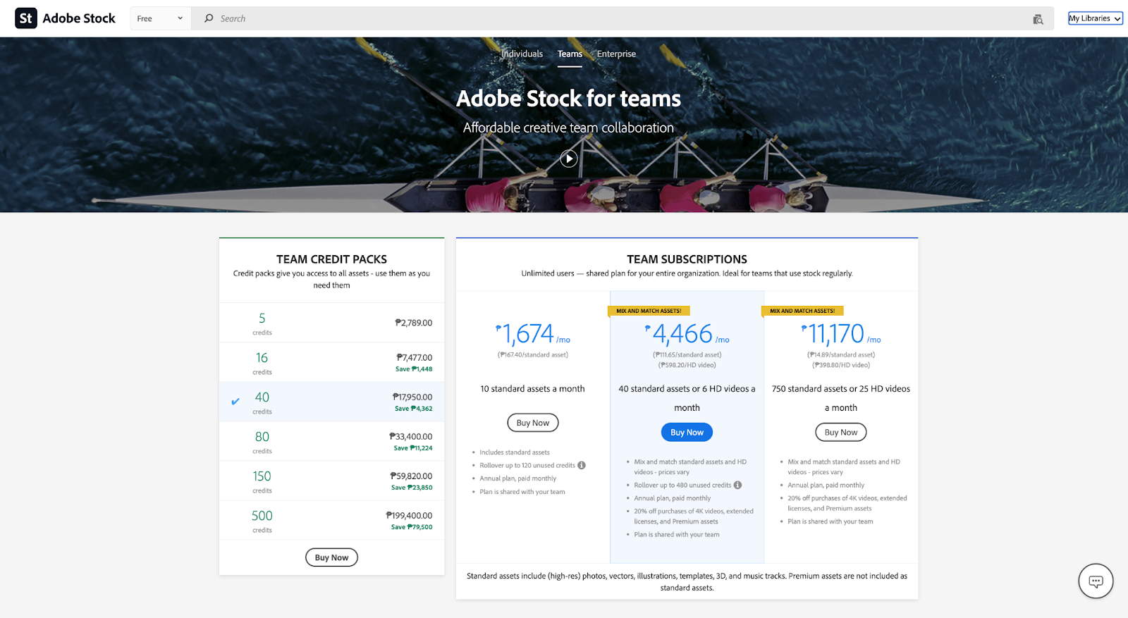 Adobe Stock Pricing for Team Use