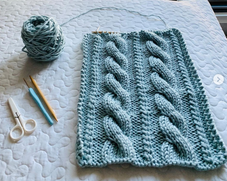 teal cable knit